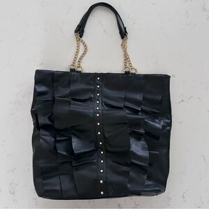 DSW Black Shoulder Bag with Gold Accents